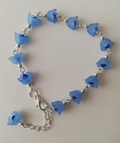 Blue lucite flower charm - blue,