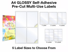 A4 Pre-Cut Address Labels, Glossy Sticker Paper, Printable Gloss Mailing Sheets