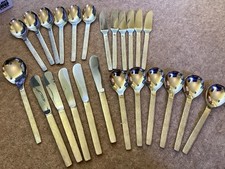 24 x Viners Cutlery And Spoons Stainless Steel Modernist Sleek Horizontal Bark 