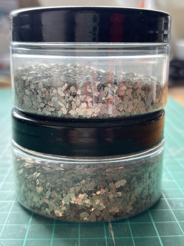 Gold and silver mica flakes - and,