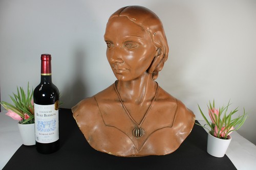 Art deco chalk bust statue - deco,