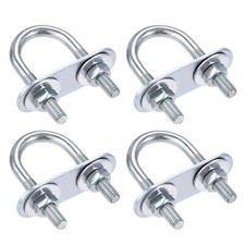 4 Sets Round U-Bolt 20mm Inner Width 50mm Length Steel M6 with Nut Plate Washer