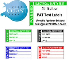 4th Edition Standard PASS Portable Appliance Test Labels, PAT TEST LABELS PASS