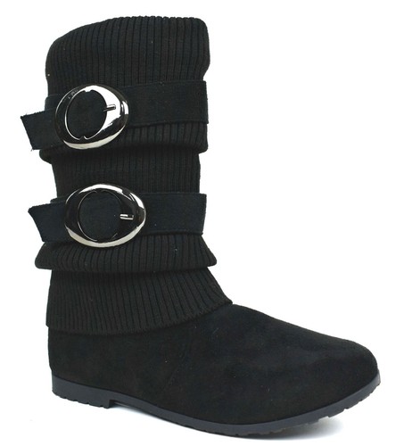 Girls black boots zip - black, twin