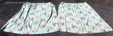 Pair 1970s vintage Colefax Fowler style rose printed heavy lined cotton curtains