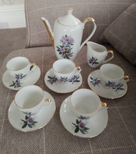 Vintage Bavarian Fine China Floral Gold Tea Espresso Coffee Set Foreign