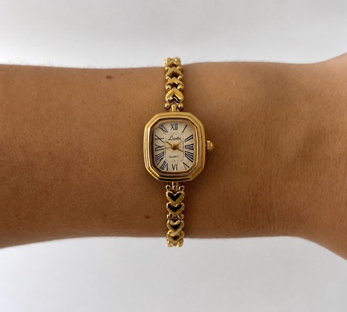 Vintage gold heart bracelet - gold,
