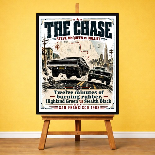 Bullitt movie vintage poster - movie, |