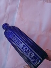 Not To Be Taken Hexagonal Cobalt Poison Bottle 14 1/2 CMS High