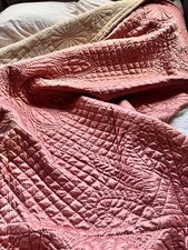 Antique king size quilt North Country Wholecloth quilt Dusty Pink