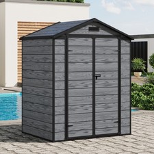 Plastic Garden Shed Grey Wood