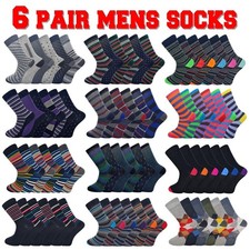 Mens Adults Socks 6 Pairs Work Sports Cotton Mix Designer Sock Size UK 6–11