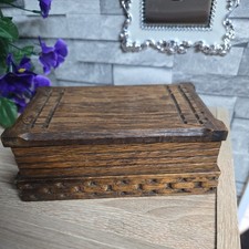 Vintage Wooden Carved Oak Thorens Musical Box Switzerland 17cm×11cm×7cm