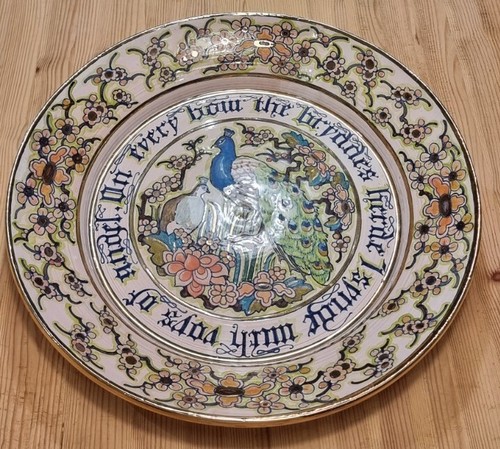 Pottery charger signed - pottery, m.w.
