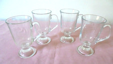 SET OF 4 ARC FRENCH CLEAR GLASS IRISH COFFEE MUGS