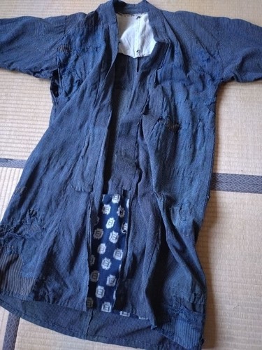 Antique textile indigo stripe - indigo,