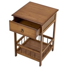 Living Room Side Table Bamboo Wood small coffee Table with Storage Drawer Shelf