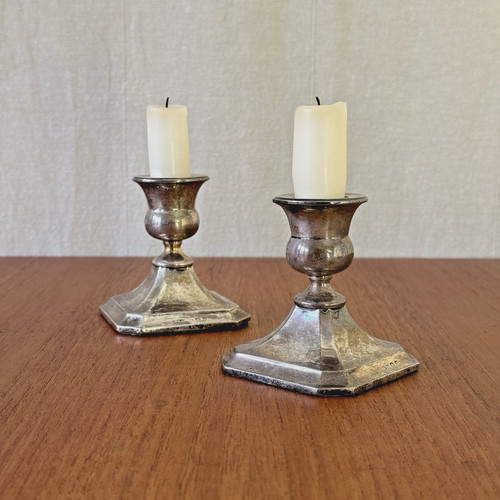 Pair antique silver - pair, stubby