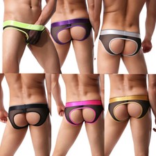 Men's Breifs Jockstrap Open Back Thong Underwear Soft G-string Underpants M L XL