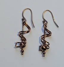 Copper Spiral Earrings With Copper Ball On Center Pole That Slides Up And Down
