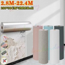 22M Thick Self Adhesive Thermal Insulation Wallpaper Plain 3D Linen Wall Sticker