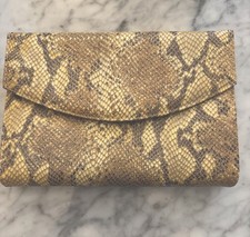 Jane Shilton Snakeskin Effect Leather Clutch Bag -Neutral-Vintage
