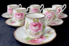 Royal Albert “ AMERICAN BEAUTY” Pink Rose Vintage Bone China Coffee Cup Set of 6