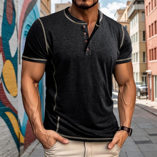 Mens henley casual shirt - mens, t-shirt