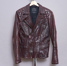 ALL SAINTS Leather Jacket SMALL Mens Red Celebrity Biker Bomber Grail CALLERTON