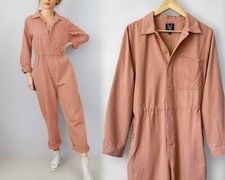 Vintage French Workwear Coveralls Boilersuit Jumpsuit Dusty Peach Pink - Cotton