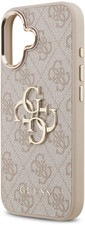 Guess PU Leather 4G Big Logo Gold Frame Case for iPhone 17 6.3" Pink