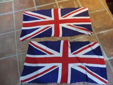 Pair of vintage union jack cotton flags 85cm x 42cm approx