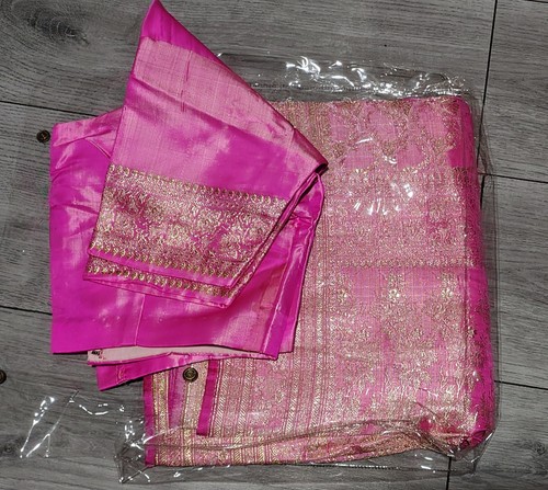 Hot pink saree - pink, with