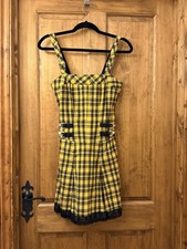 Yellow Tartan Check Bondage Goth Dress 10/S