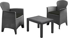 3pc Black Rattan Garden Furniture Set Outdoor Patio Cushioned Chair Table