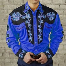 Summer Cowboy Shirt Western Style Funky Men's Long Sleeved Fun Fashion Shirt
