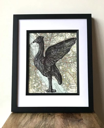 Liver bird pen drawing - liver, map