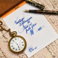 Vintage Waterman’s 32 green marble cellulose 14k gold M stub Full Flex nib 