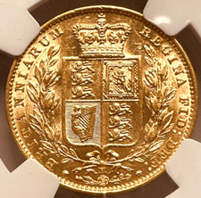 VERY RARE R2 AU58 1883 Melbourne Victoria Shield Back Gold Full Sovereign 1883M