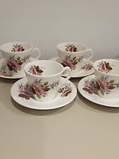 Lord Nelson Vintage 1950s Tea Set Of 4 Pink Floral Cup Saucer Cottage Core ￼