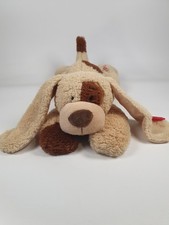 Keel Toys Floppy Patch Dog 16" Lying Down Beige with Brown Patches  Soft Toy