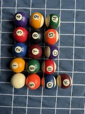Spots and Stripes - Complete Set Of Vintage Pool Balls 2" size Pool Billards