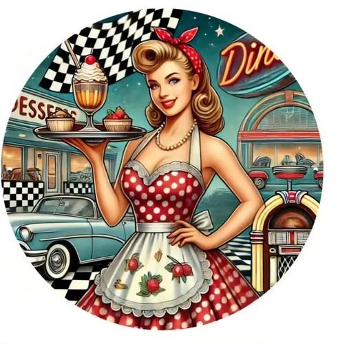 Vintage american diner round - vintage,
