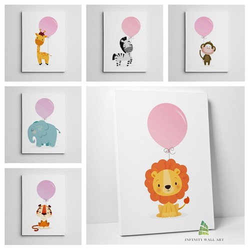 Cute animals pink balloon - cute,