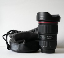 Canon EF 16-35mm f4L IS USM Lens Mint Condition Canon Hood & Suede Bag 