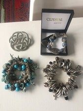 Costume Jewellery joblot bundle - St Justin Brooch, Austrian Crystal +2 bangles