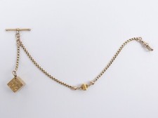 FANCY ANTIQUE 9CT  GOLD POCKET WATCH ALBERT CHAIN & FOB 8.7 GRAMS