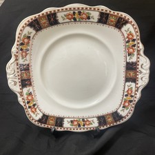Clifton WH & S Bone China Plate – 15.5cm Square with "Ears" - Floral Border