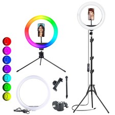 12" 14" Ring Light with Tripod Stand & Phone Holder Selfie Ring Light Live Video