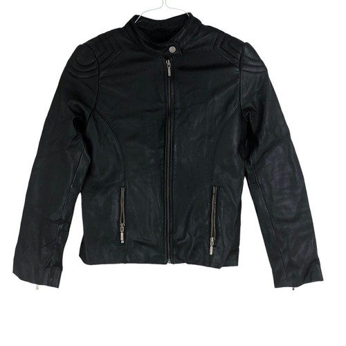 Black leather motorcycle - black,